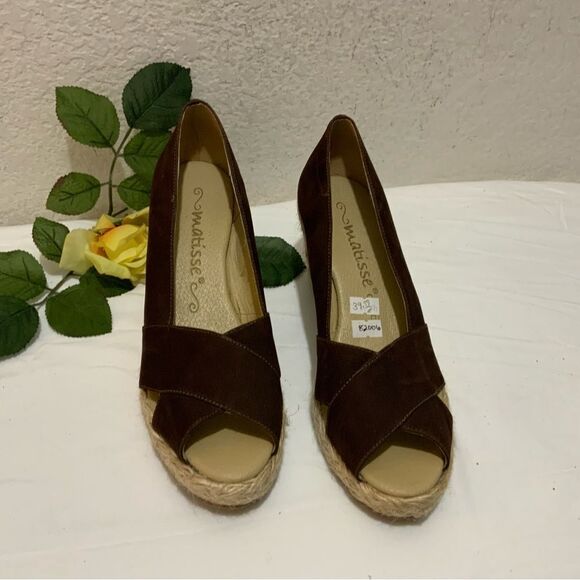 MATISSE Espadrille Heels suede brown size 8 M - Picture 10 of 12